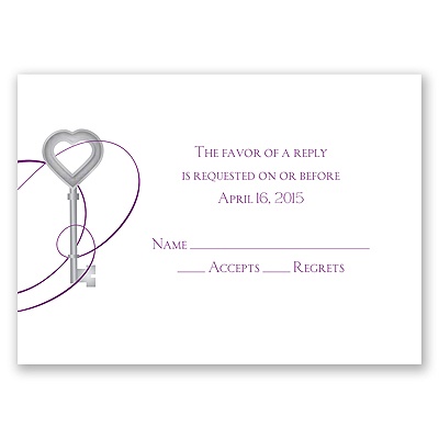 Key to Love - Purple - Response Card and Envelope