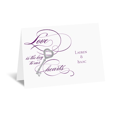 Key to Love - Purple - Thank You Card and Envelope