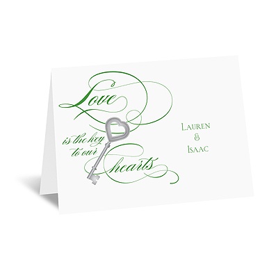 Key to Love - Green - Thank You Card and Envelope