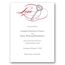 Key to Love - Red - Save the Date Card