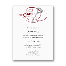Key to Love - Red - Bridal Shower Invitation