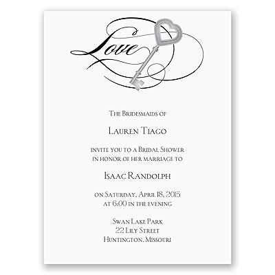 Key to Love - Black - Bridal Shower Invitation