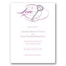 Key to Love - Fuchsia - Save the Date Card