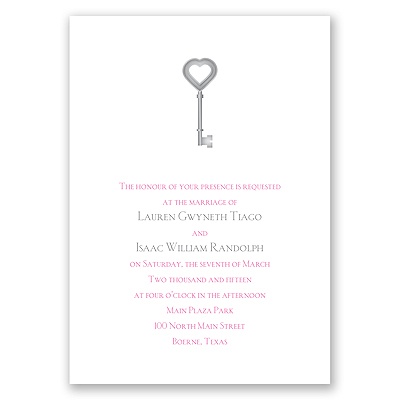 Key to Love - Fuchsia - Invitation