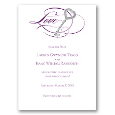 Key to Love - Purple - Save the Date Card