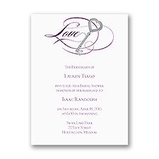 Key to Love - Purple - Bridal Shower Invitation