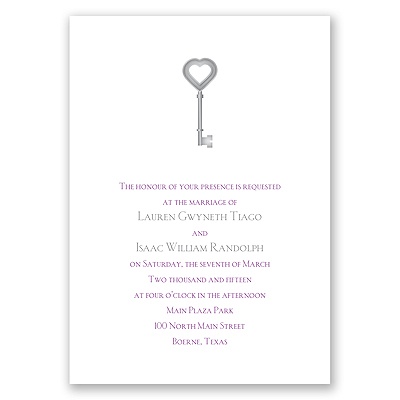 Key to Love - Purple - Invitation