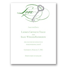 Key to Love - Green - Save the Date Card