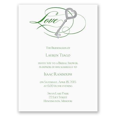 Key to Love - Green - Bridal Shower Invitation