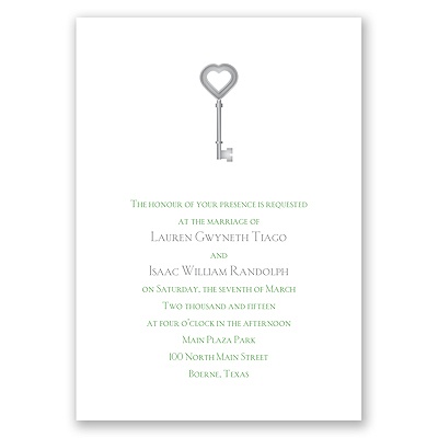 Key to Love - Green - Invitation