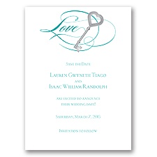 Key to Love - Teal - Save the Date Card