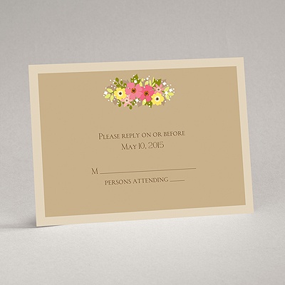 Vintage Wreath - Champagne - Response Card and Envelope