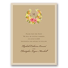 Vintage Wreath - Champagne - Save the Date Card