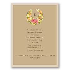 Vintage Wreath - Champagne - Bridal Shower Invitation