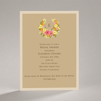 Vintage Wreath - Champagne - Bridal Shower Invitation