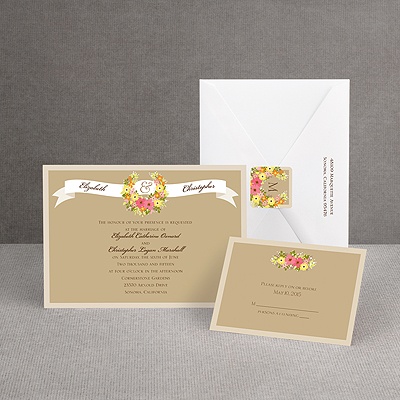 Vintage Wreath - Champagne - Invitation