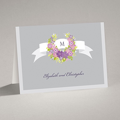 Vintage Wreath - Sterling - Thank You Card and Envelope