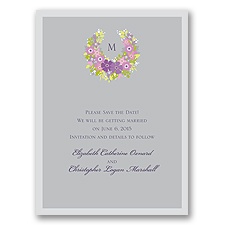 Vintage Wreath - Sterling - Save the Date Card