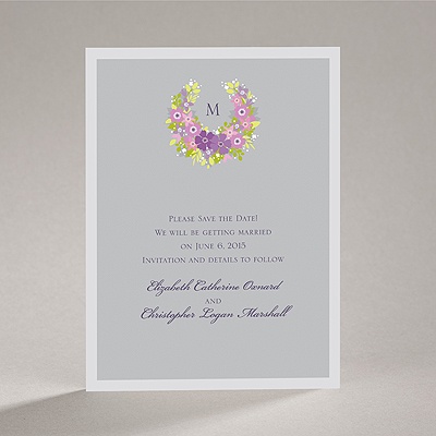 Vintage Wreath - Sterling - Save the Date Card