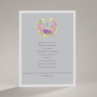 Vintage Wreath - Sterling - Bridal Shower Invitation