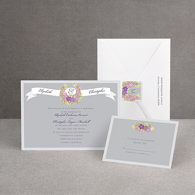Vintage Wreath - Sterling - Invitation