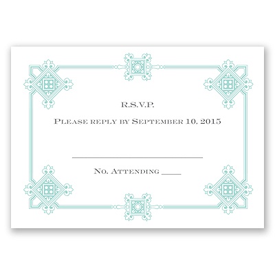 Deco Frame - Aqua - Response Card and Envelope