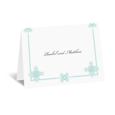Deco Frame - Aqua - Thank You Card and Envelope
