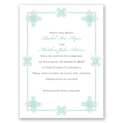 Deco Frame - Aqua - Save the Date Card