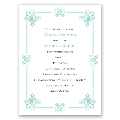 Deco Frame - Aqua - Bridal Shower Invitation