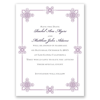 Deco Frame - Lavender - Save the Date Card