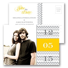 Chic Chevron - Yellow - Save the Date Postcard