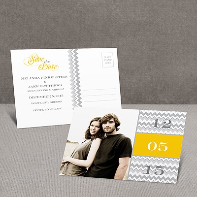 Chic Chevron - Yellow - Save the Date Postcard