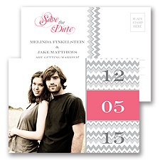 Chic Chevron - Fuchsia - Save the Date Postcard