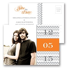 Chic Chevron - Orange - Save the Date Postcard