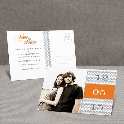 Chic Chevron - Orange - Save the Date Postcard