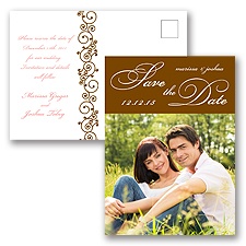 Scripted - Brown - Save the Date Postcard