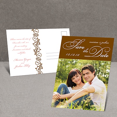 Scripted - Brown - Save the Date Postcard
