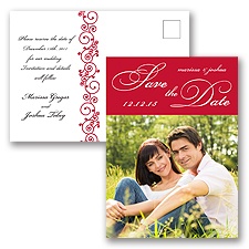Scripted - Red - Save the Date Postcard