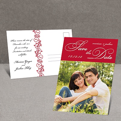 Scripted - Red - Save the Date Postcard