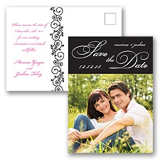 Scripted - Black - Save the Date Postcard