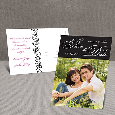 Scripted - Black - Save the Date Postcard