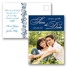 Scripted - Navy - Save the Date Postcard