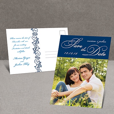 Scripted - Navy - Save the Date Postcard