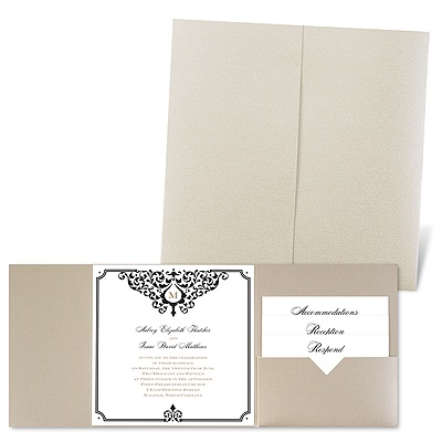 Flourishing Border - Gold Shimmer - Pocket Invitation