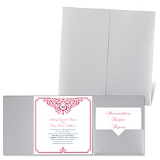 Flourishing Border - Silver Shimmer - Pocket Invitation