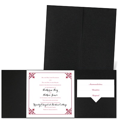 Filigree Edges - Black - Pocket Invitation