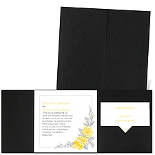 Custom Roses - Black - Pocket Invitation
