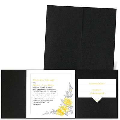 Custom Roses - Black - Pocket Invitation