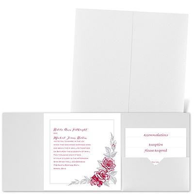 Custom Roses - White Shimmer - Pocket Invitation