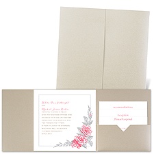 Custom Roses - Gold Shimmer - Pocket Invitation